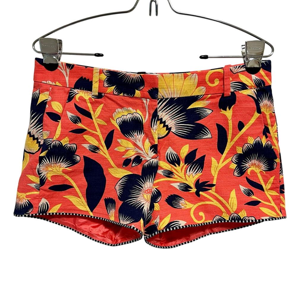 J.Crew Floral Shorts Womens Size 4 Coral Tropical Print Tailored Summer Resort